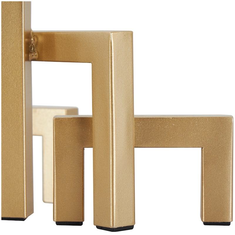 Gold or Black Metal Abstract Square Arched Geometric Sculpture