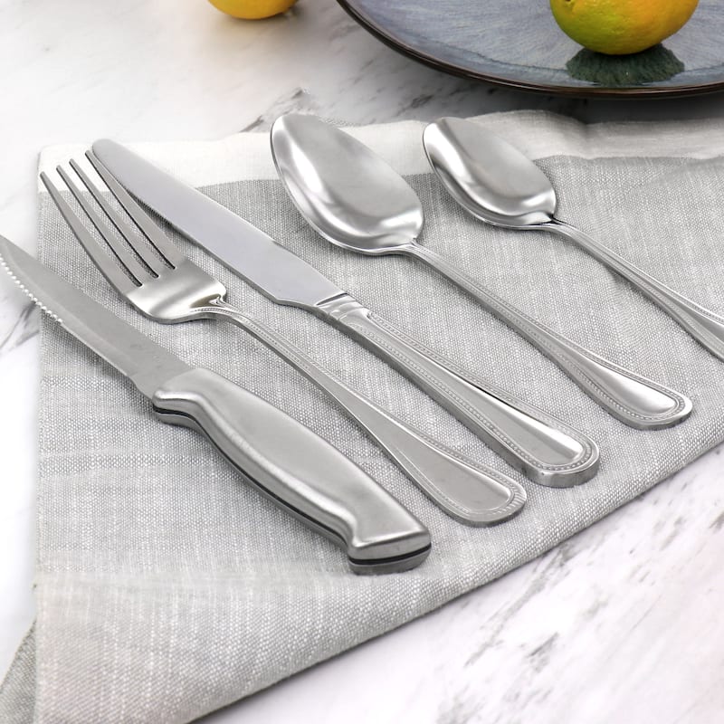 20 Piece Stainless Steel Silverware with Steak Knife Set