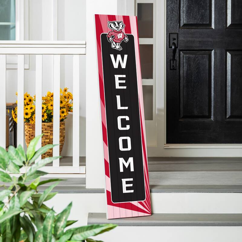 47" Porch Leaner Welcome Wall Sign, University of Wisconsin-Madison - Black