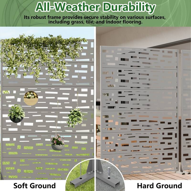 Outdoor Metal Privacy Screen Fence Panel Set of 2