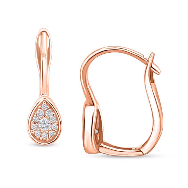 1/8 Cttw Natural Diamond 10KT Pink Gold Earrings