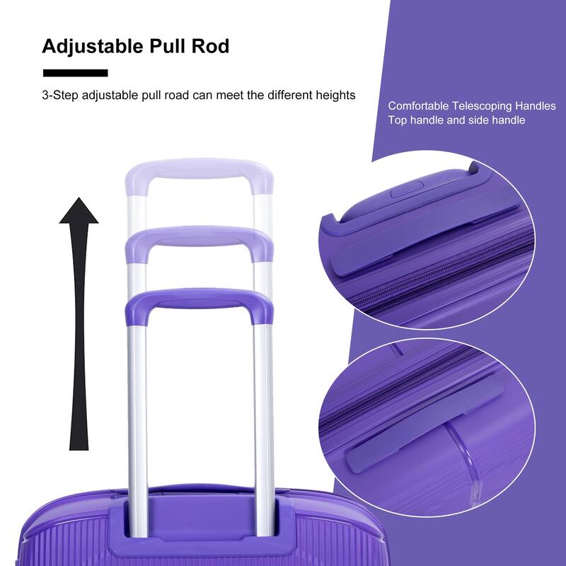 Durable Polypropylene Hardshell Suitcase Set with 360° Spinner Wheels & TSA Lock (20/24/28)