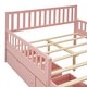 preview thumbnail 59 of 59, Vertical Headboard Footboard Platform Bed Frame, Both Side Guardrails, Wooden Slat Panel Bed with 2 Storage Drawers