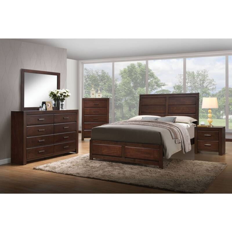 Wooden Walnut Nightstand with 2 Drawers