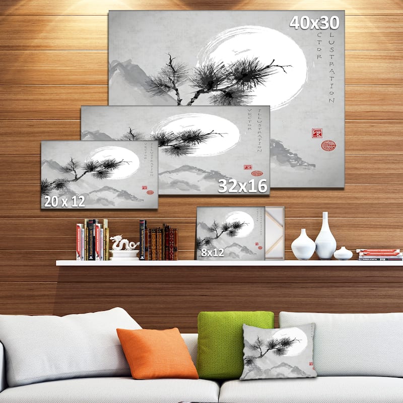 Designart - Pine Tree Branch - Japanese Canvas Art Print