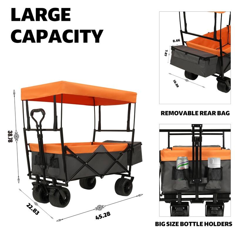 480 lb Folding Wagon Stroller with Canopy & Mosquito Net