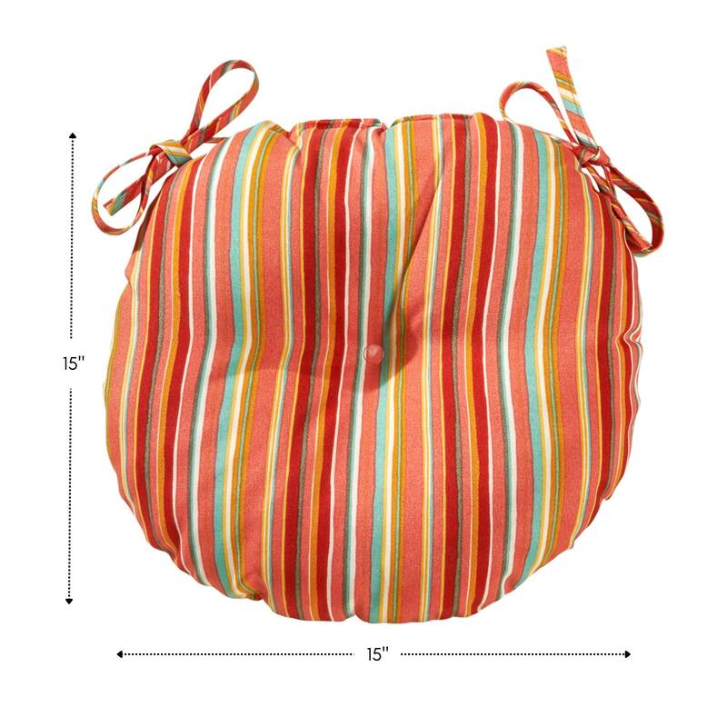 Coastal Stripe 15-inch Round Outdoor Bistro Chair Cushion (Set of 4)