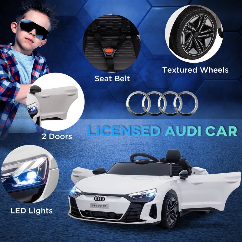 Kids 12V Audi RS E-tron GT Ride-On Car, 3.1 MPH with Remote Control, Suspension, Music & Lights