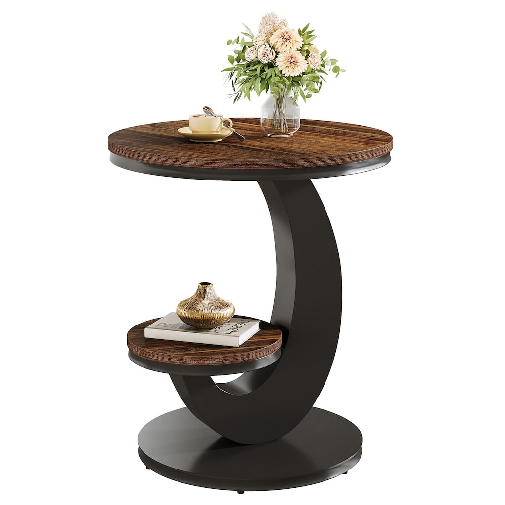 Round End Table, Frame for Small Spaces, Easy to Assemble