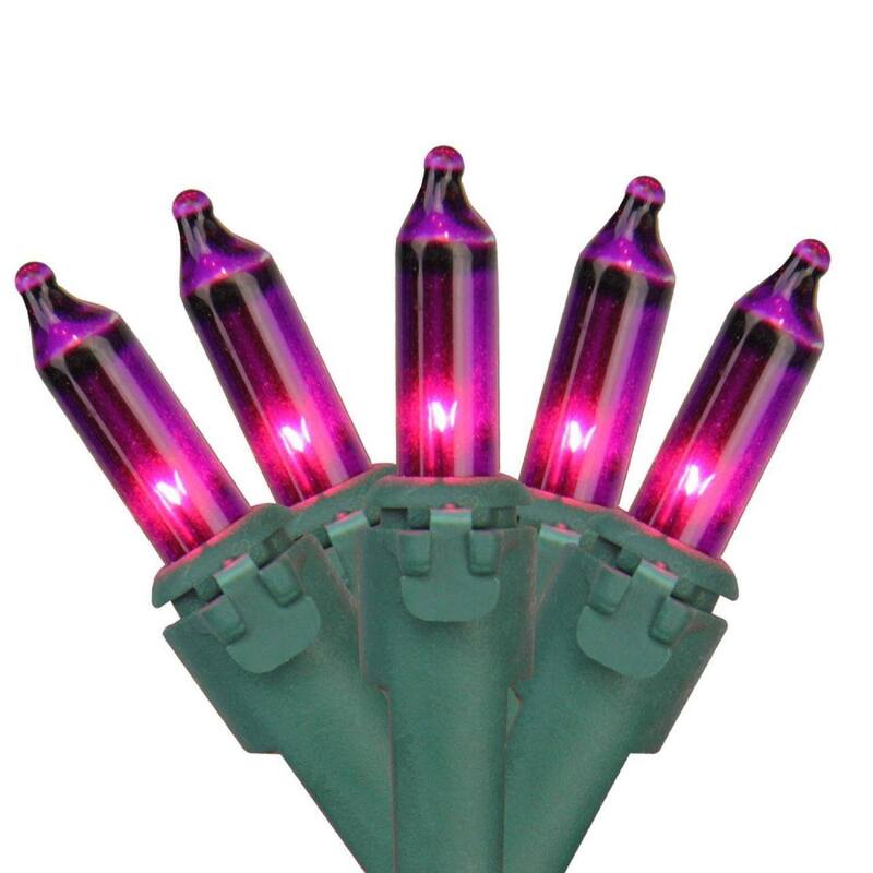 100-Count Purple Mini Christmas Light - Green Wire - String Lights