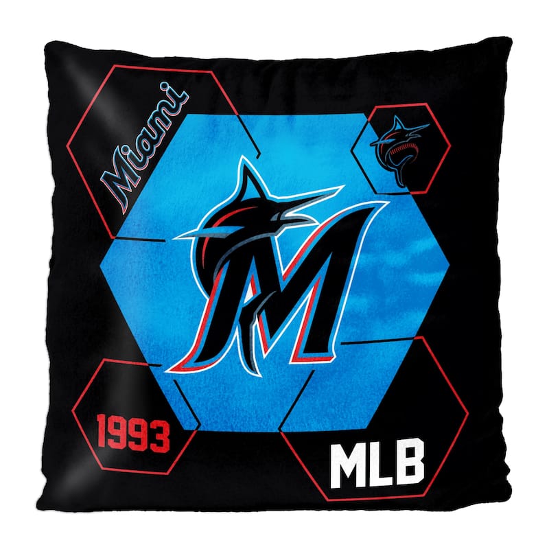 MLB Miami Marlins Connector 16 Inch Velvet Reverse Pillow