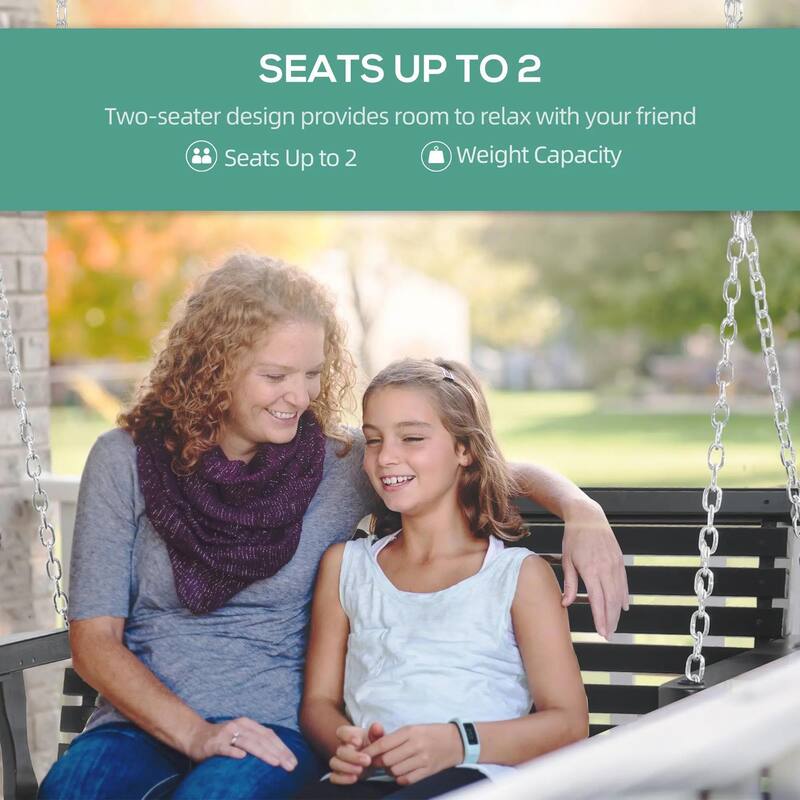 Heavy-Duty 2-Seat Wooden Porch Swing,440lb Capacity,Cup Holders,Chains