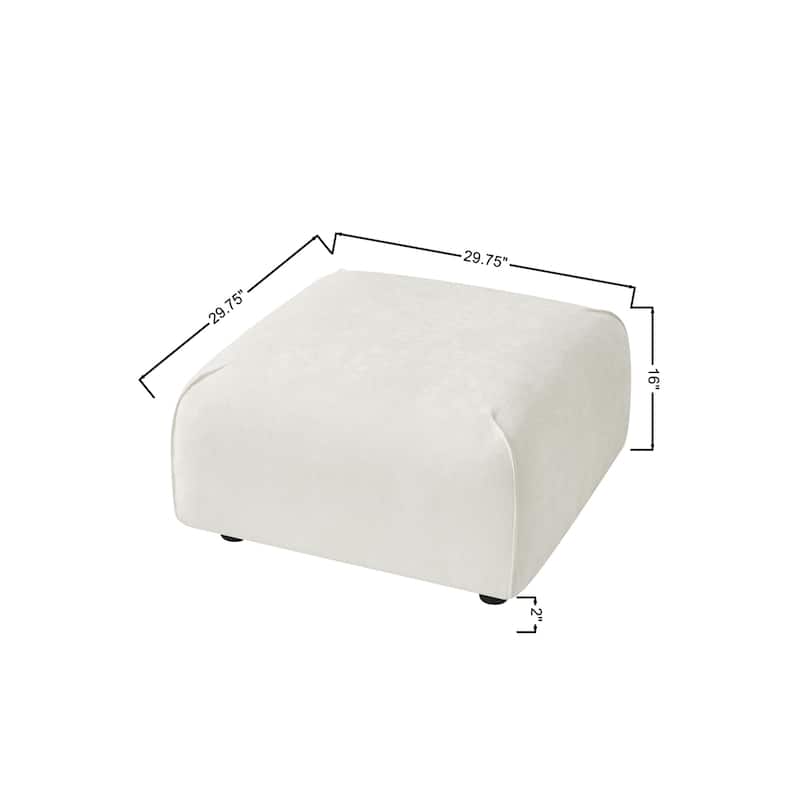 Roomfitters Plush Square Ottoman, Upholstered Footrest and Stool, Minimalist Extra Seating, Solid Wood Base