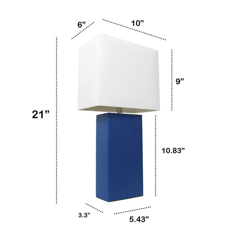 Elegant Designs 21" Modern Leather Wrapped Table Lamp, With LED Bulb