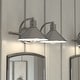 preview thumbnail 1 of 9, Akron 2-Light 18 in. W Bathroom Vanity Lighting Fixture, Metal Shade, Dimmable, LED Compatible Over the Mirror Mount Wall Sconce 18-in W x 6.25-in H x 10-in D - Satin Nickel and Matte White