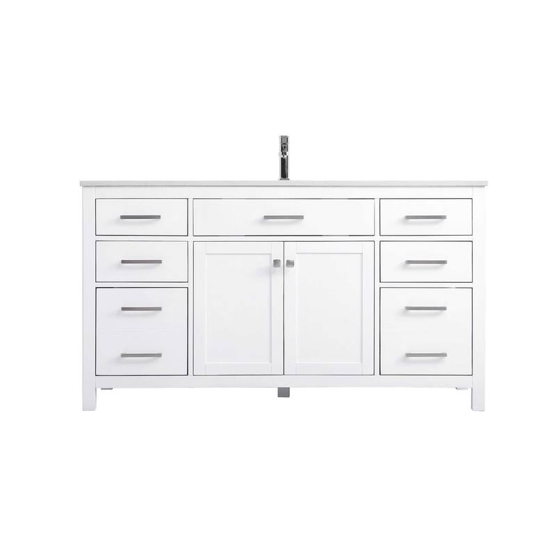 Elegant Lighting VF23360 Lewis 60" Free Standing Single Basin Vanity - White