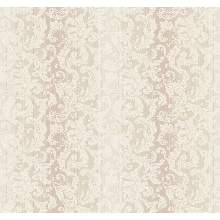 Seabrook Designs Bronte Acanthus Unpasted Wallpaper - 27 in. W x 27 ft. L - Metallic Barely Blush & Alabaster