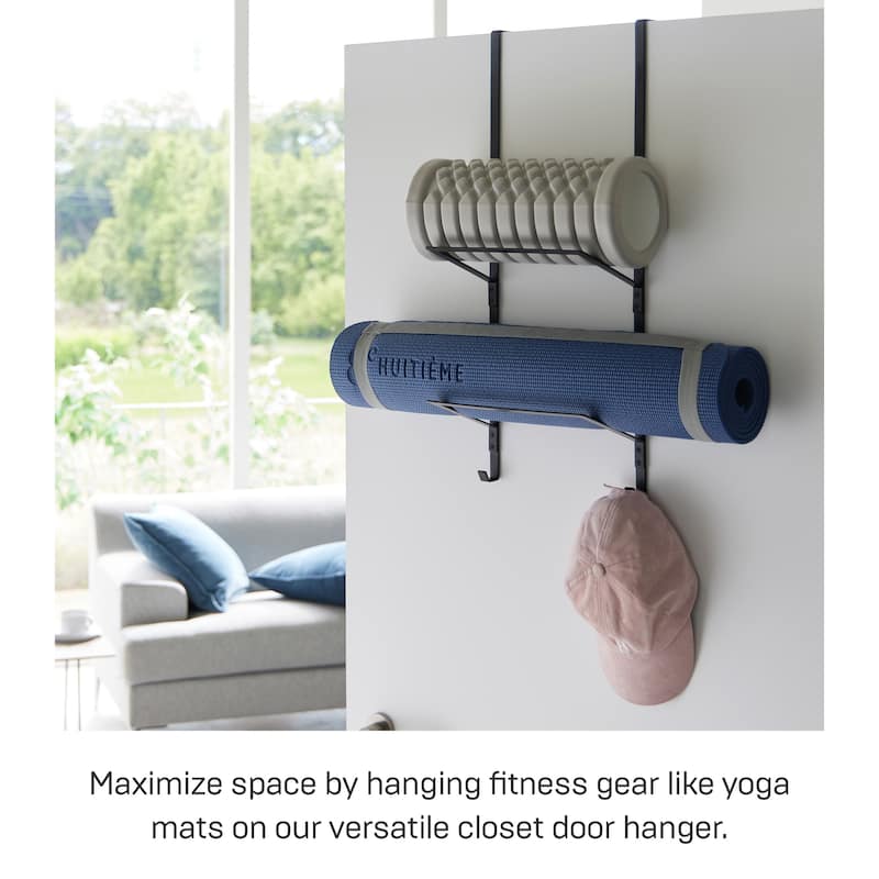 Yamazaki Home Over-the-Door Fitness Equipment Hanger, Steel, Holds 5.5 lbs - L 7.48 x W 9.84 x H 24.41 inches