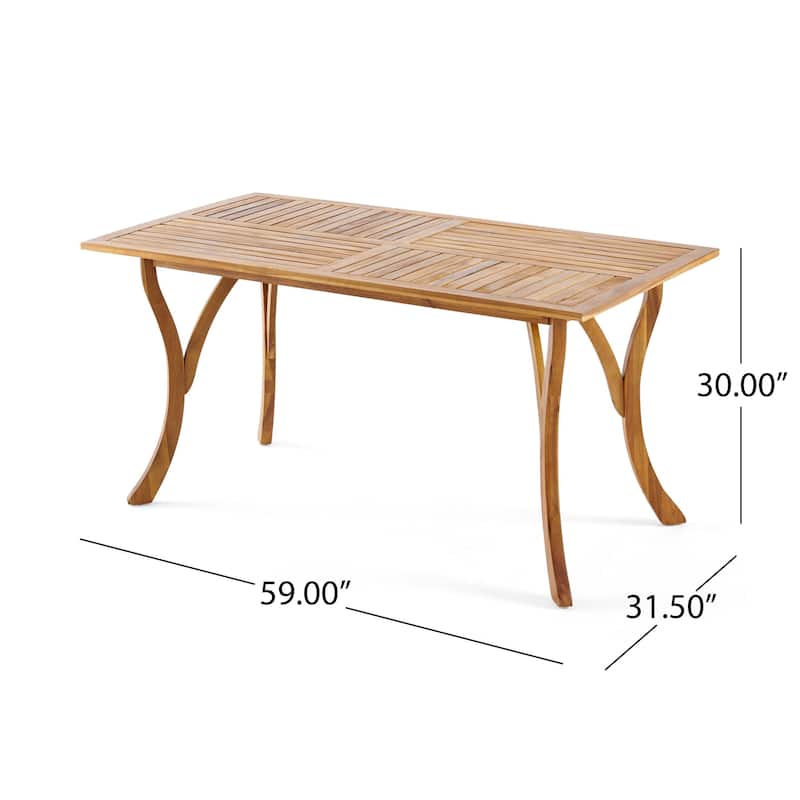 59-Inch Rectangular Wood Patio Table for Outdoor Dining