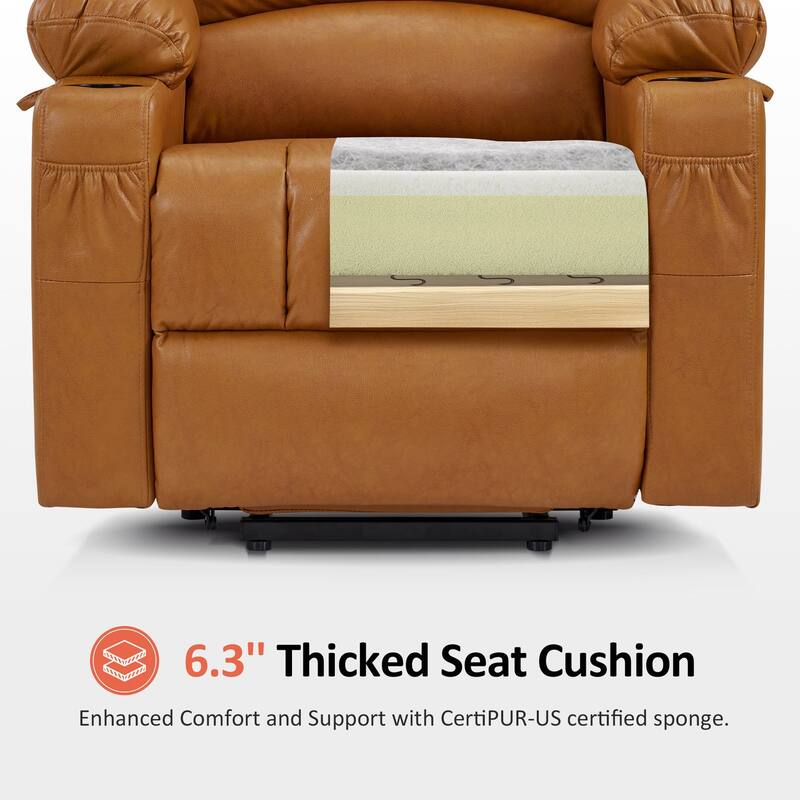 MCombo Power Lift Recliner Chair, Massage and Heat for Elderly, Extended Footrest,Cup Holders, USB Ports 7095