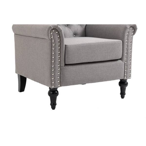 Velvet Accent Chair with Ottoman, Modern Tufted Barrel Chair