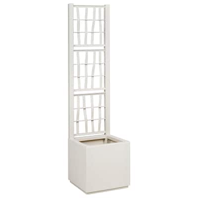 vidaXL Garden Planter with Trellis Trough Plant Pot Flower Box Outdoor PP - 14.2 x 14.2 x 55.1 in