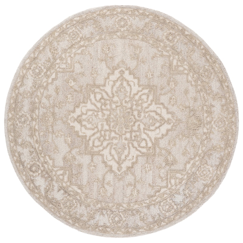 SAFAVIEH Handmade Metro Mirka Wool Rug - 6' Round - Light Brown/Ivory