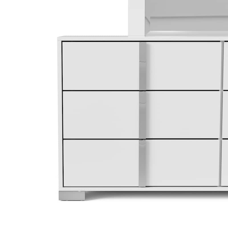 Furniture of America Erina Modern Glossy 2-Piece 6-Drawer Dresser and Mirror Set
