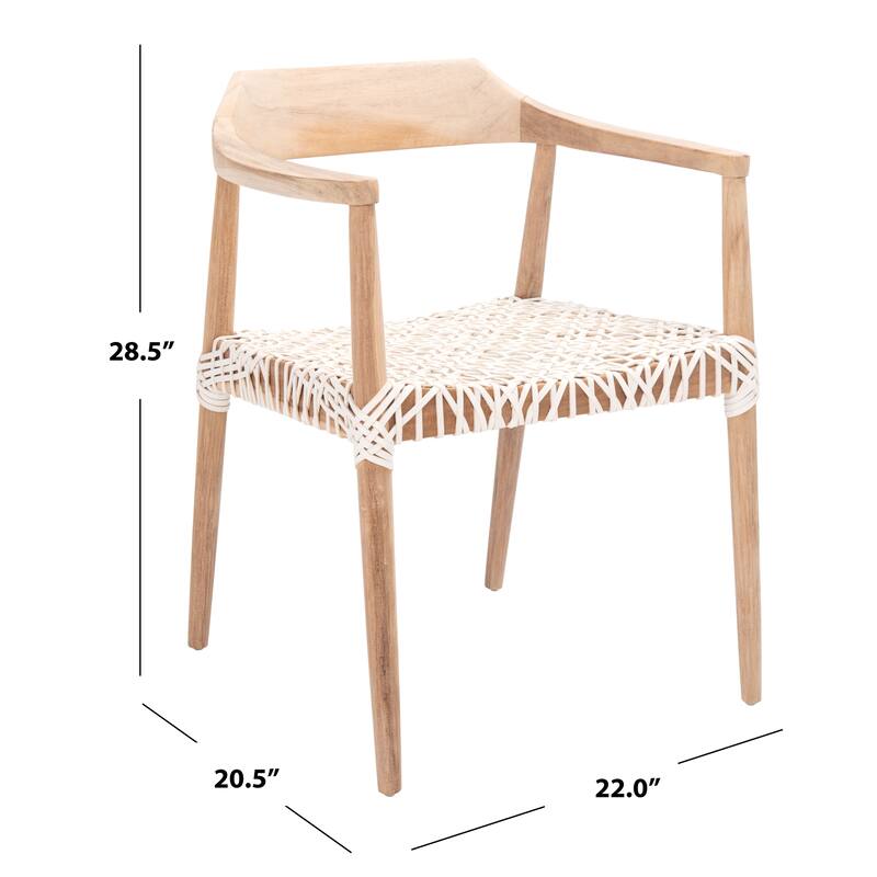 Munro Wanda Woven Leather & Solid Wood Accent Chair (Fully Assembled) - 22" W x 20.5" L x 28.5" H - 22Wx21Dx29H