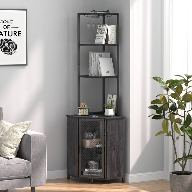 VECELO Tall Bookshelf 63.2"Large Bookcases Organizer with LED Lights Free-Standing Library Bookshelf with 5-Tier Storage Shelves