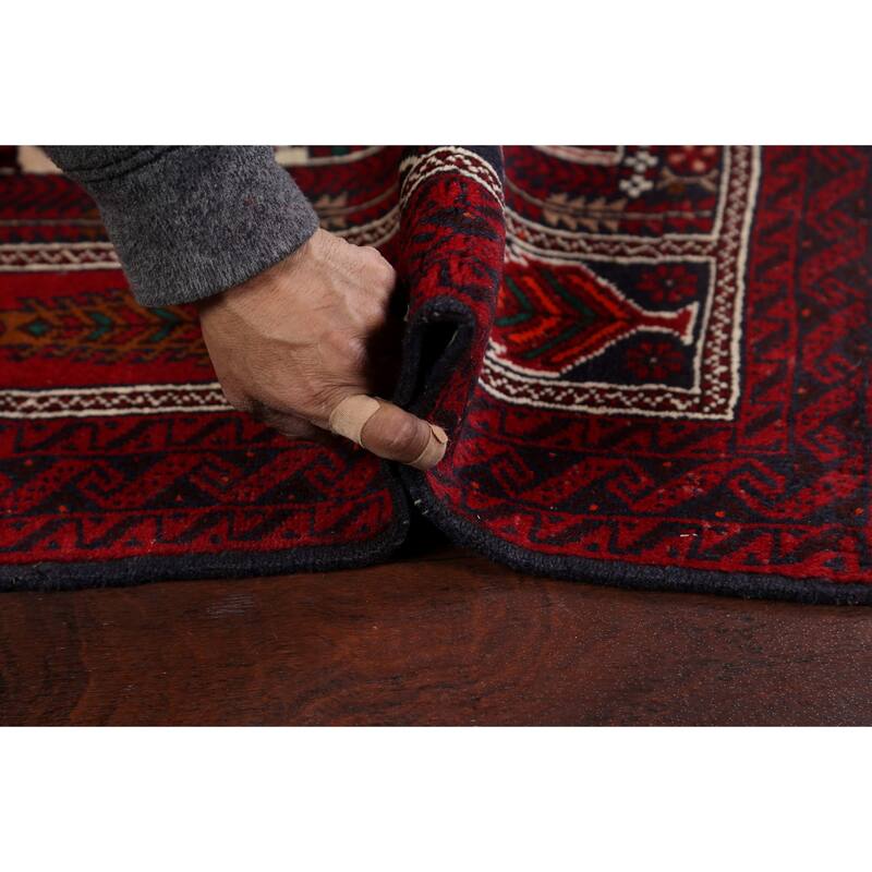 Geometric Hamedan Persian Traditional Runner Rug Handmade Wool Carpet - 3'4" x 6'8"