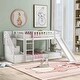 preview thumbnail 1 of 16, Stairway Twin over Twin Floor Bunk Bed with Two Drawers, Slide and Ladder White