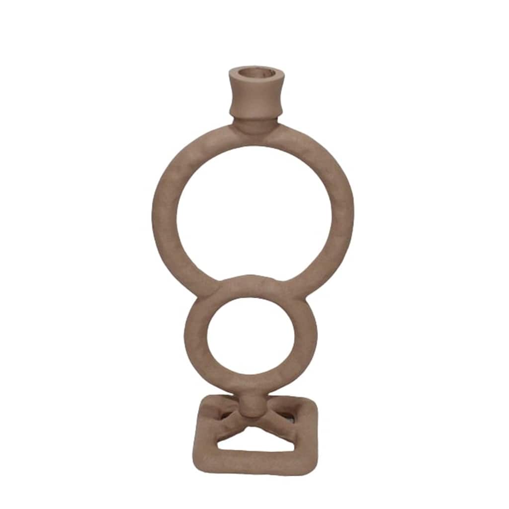 Lg. Light Brown Aluminum Candleholder 10.5"H- A - Light Brown