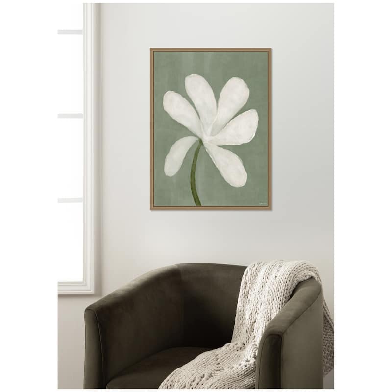 Kate and Laurel White Floral by Gabrielly Guedes Framed Canvas Wall Art Print