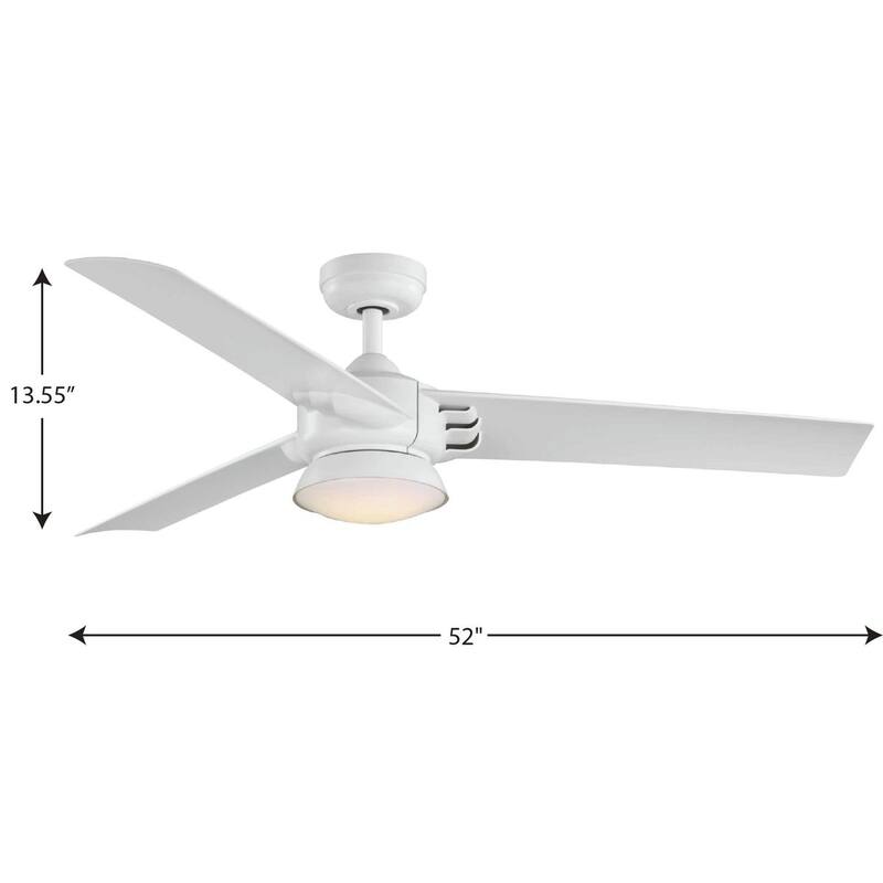 Edwidge Collection 3-Blade White 52-Inch DC Motor LED Contemporary Ceiling Fan - 52 in x 52 in x 13.55 in