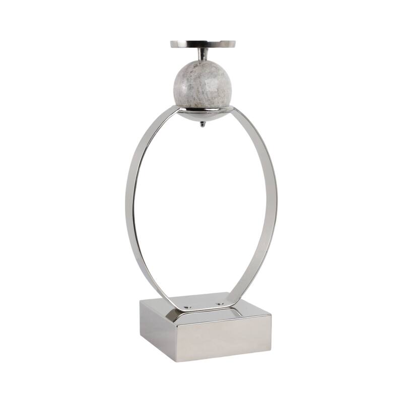 Candle Holder - Metal with Marble Sphere