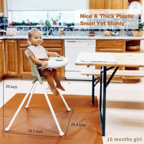 dimension image slide 0 of 2, 3-in-1 Cute Folding High Chair, Perfect Modern Space Saving Highchair with Detachable Double Tray, 3-Point Harness