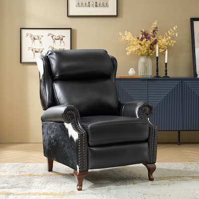 Luigi Traditional Genuine Leather Manual Recliner with Nailed Trim by HULALA HOME