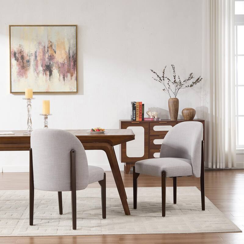 Wooden Dining Chairs Set of 2, Modern Fabric Upholstered Dining Room Chair Kitchen Chairs, Farmhouse Dinner Chair