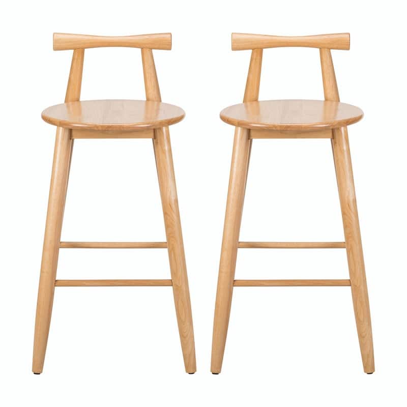 Grove Indoor Rubberwood Bar Stools with Natural Finish, Set of 2