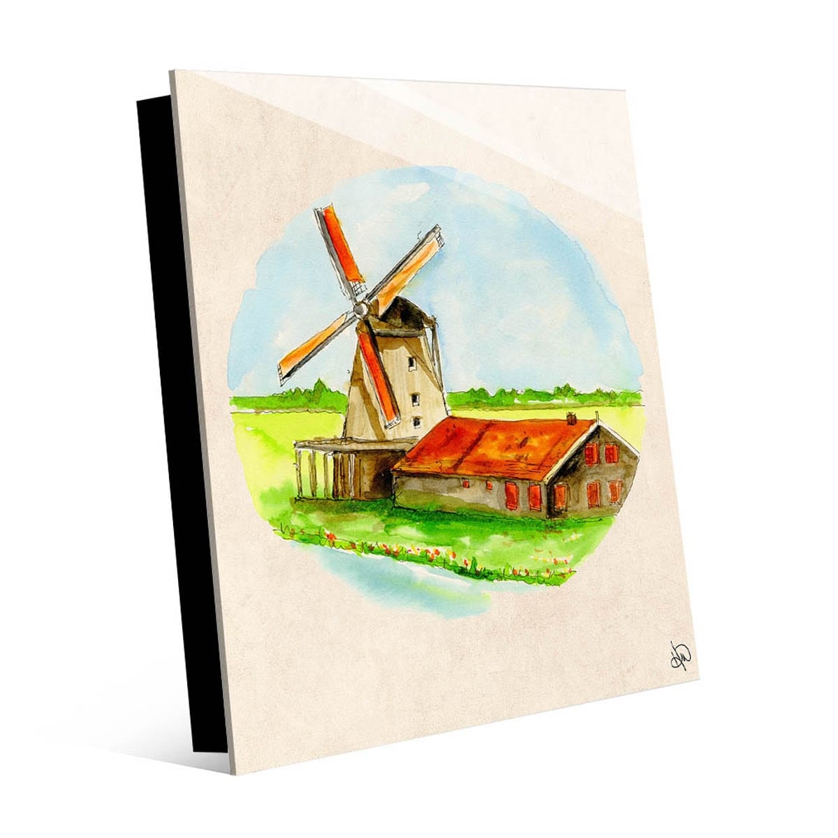 Kathy Ireland Windmill In Holland Vignette On Acrylic Wall Art Print - Overstock - 30957497