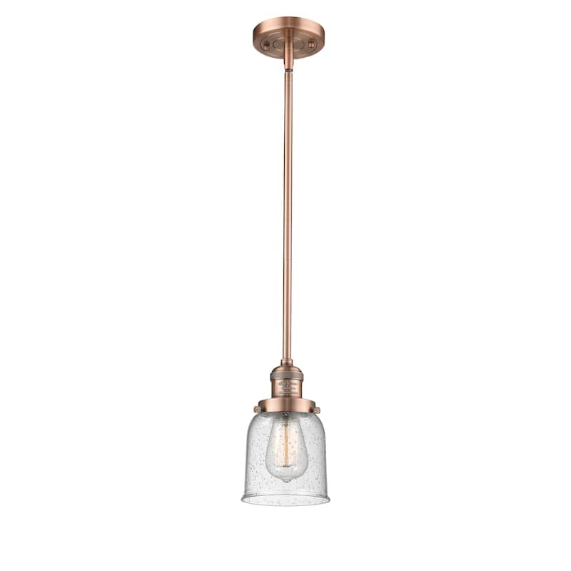 Innovations Lighting Franklin Restoration Bell - 1 Light 5" Stem Hung Mini Pendant - Antique Copper/Seedy