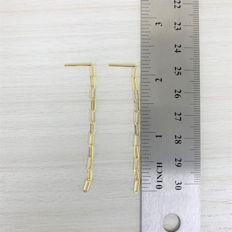 Joelle Collection 14K Yellow Gold Paperclip Long Drop Earrings 2.25 Inch