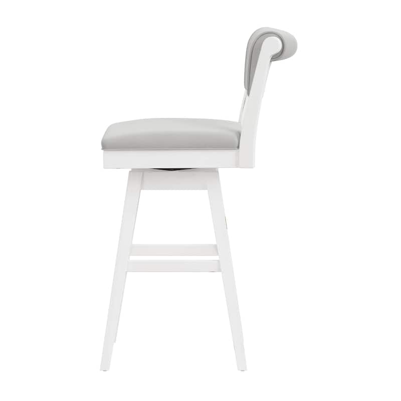 Hillsdale Furniture Clarion Wood and Upholstered Swivel Stool, Sea White