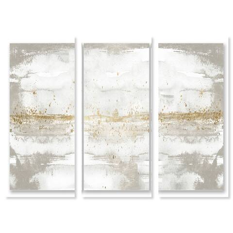 Abstract 'Gold and White Sunset Three Piece' Textures by Oliver Gal Wall Art Print