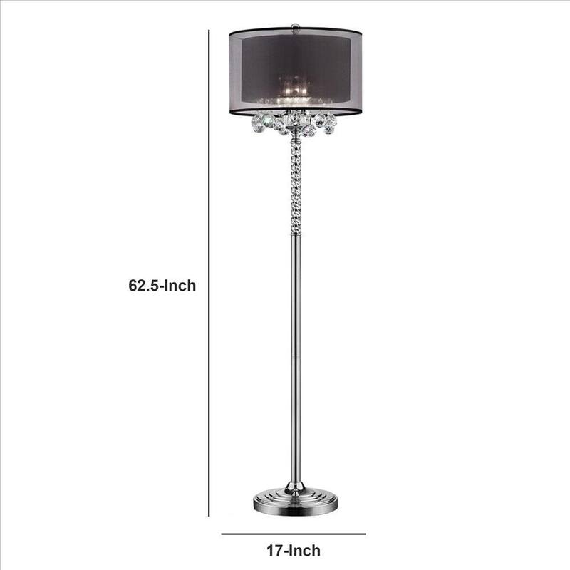 Twisted Crystal Accent Floor Lamp with Dual Fabric Shade - 62.5 H x 17 W x 17 L Inches