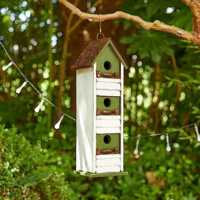Glitzhome 18"H Cottage with Shutter Texture Outdoor Garden Birdhouse - 6.25''L X 4.75''W X 18''H
