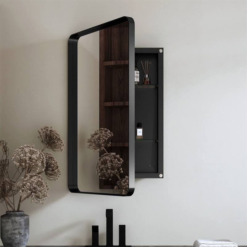 20"x30" Recessed Metal Framed Cabinet w/ Mirror and Adjustable Shelves