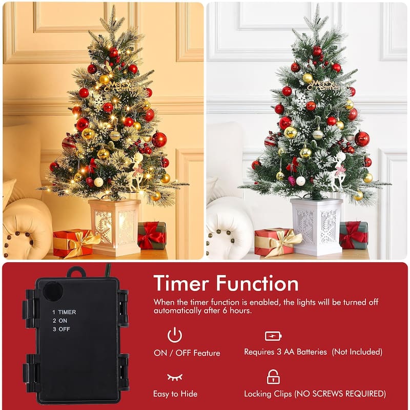 Christmas Tree with 78 Multi-Color Led Lights, 3 Ft Pre-Lit Artificial Christmas Decoration