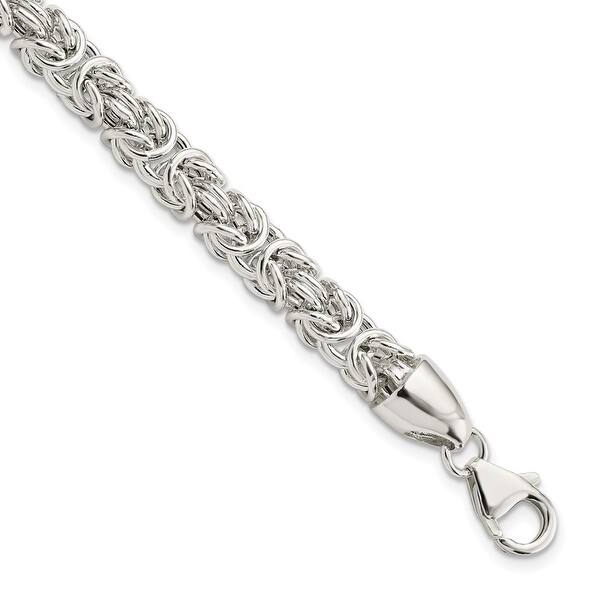 slide 1 of 5, 925 Sterling Silver Byzantine Bracelet, 8.5" (W-6.11mm)